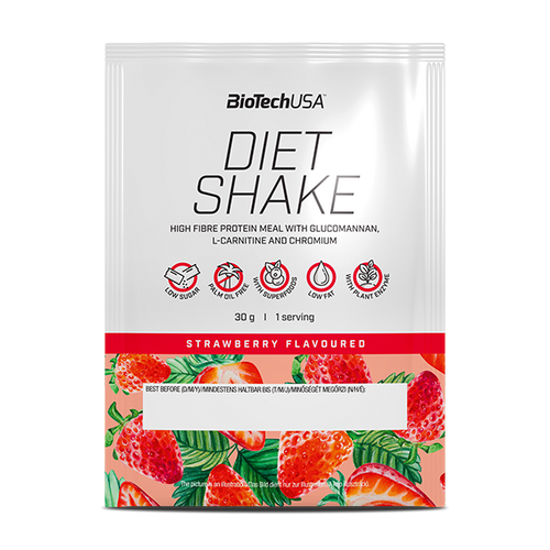 Boisson protéinée en poudre BioTechUSA Diet Shake riche en fibres alimentaires, pauvre en matière grasse, composé de super-aliments, sans huile de palme.