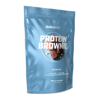 Poudre de base BioTechUSA Protein Brownie enrichie en collagène, protéines de lactosérum et édulcorant ; sans gluten ni huile de palme.