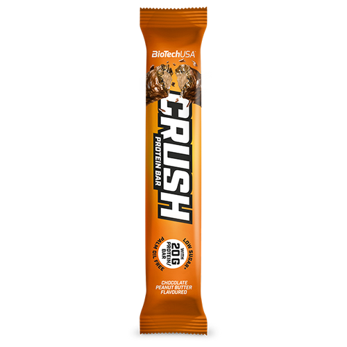 Barre ayant une teneur élevée en protéines, avec un enrobage au chocolat croquant.
