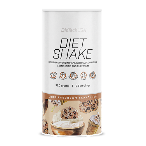 Boisson protéinée en poudre BioTechUSA Diet Shake riche en fibres alimentaires, pauvre en matière grasse, composé de super-aliments, sans huile de palme.
