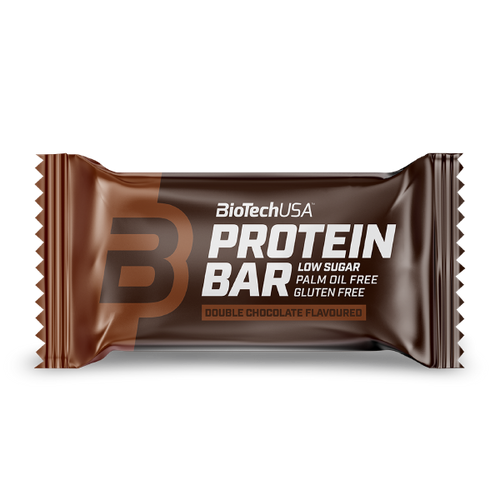 Barre protéinée Protein Bar de BioTechUSA avec une teneur élevée en protéines, avec des protéines de lactosérum et du collagène.