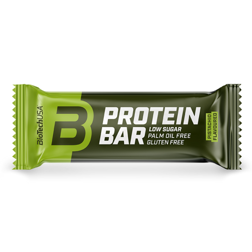 Barre protéinée Protein Bar de BioTechUSA avec une teneur élevée en protéines, avec des protéines de lactosérum et du collagène.