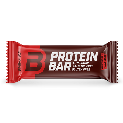 Barre protéinée Protein Bar de BioTechUSA avec une teneur élevée en protéines, avec des protéines de lactosérum et du collagène.