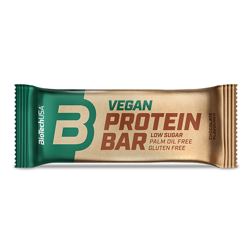 BioTechUSA Vegan Protein Bar est une barre protéinée sans lactose ni gluten, à base de protéines végétales, avec un glaçage délicieux au chocolat.